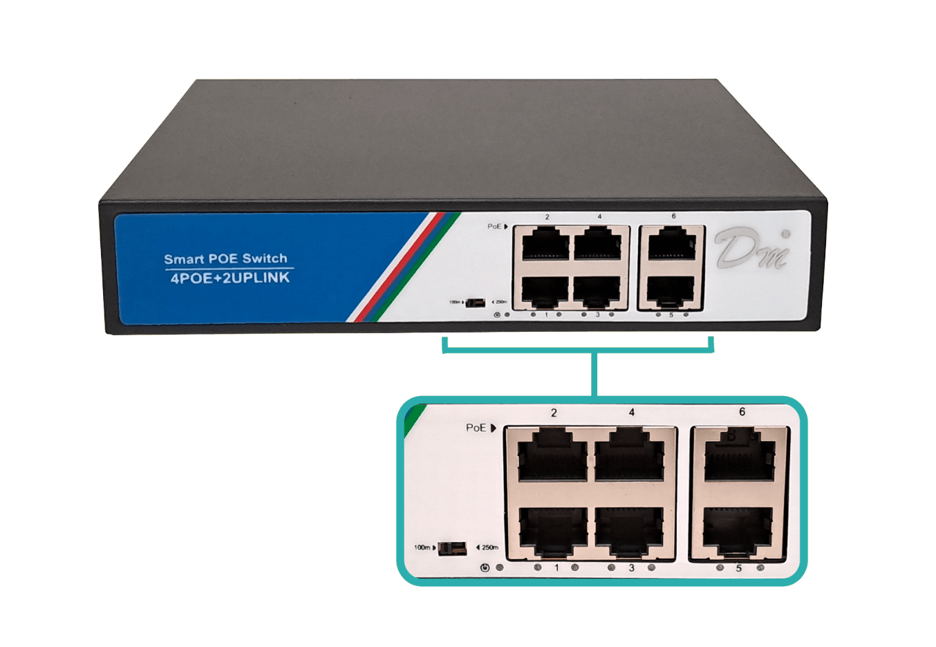 LK - POE-SWITCH-4. Switch 4-100-PoE-af 2-100 100-40VAC 78W C13 ZX