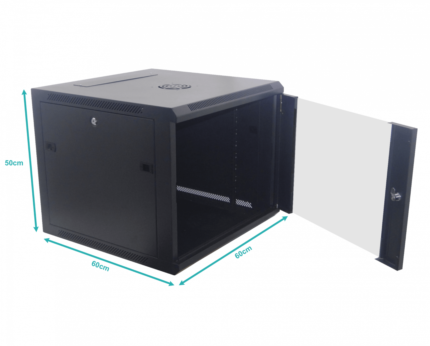 LK - RK09-6L. 60cm-Fondo 9U Gabinete Rack Pared Negro inc-M6-2U