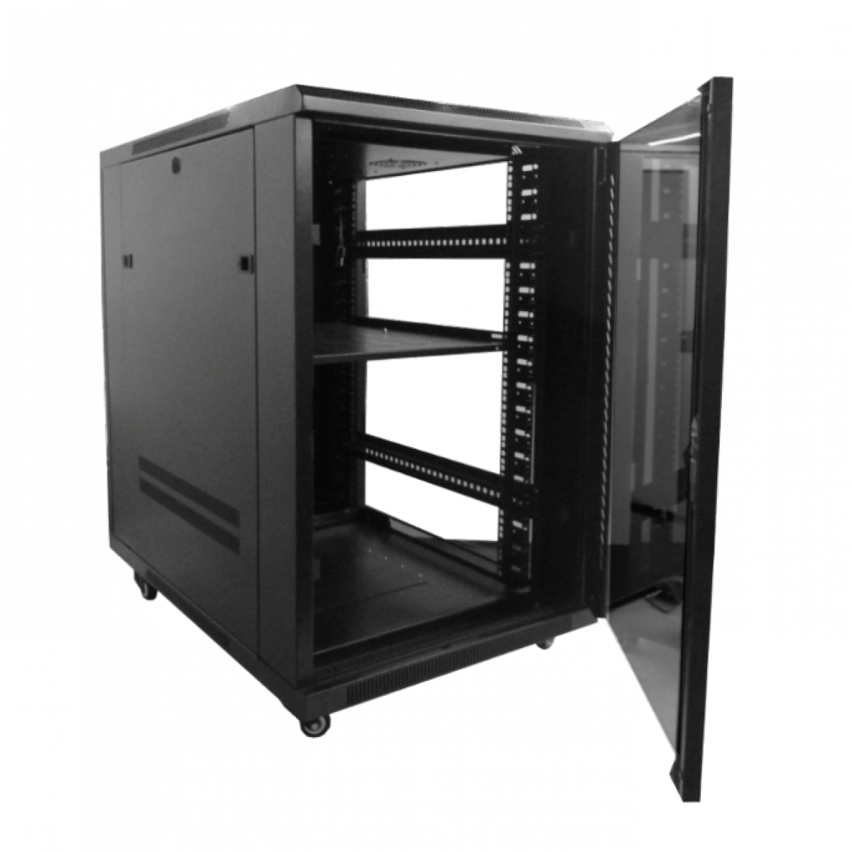 LK - RK18-9VL. LINKMADE 18U 90CM-FONDO RACK PISO C/PDU-VENT NEGRO