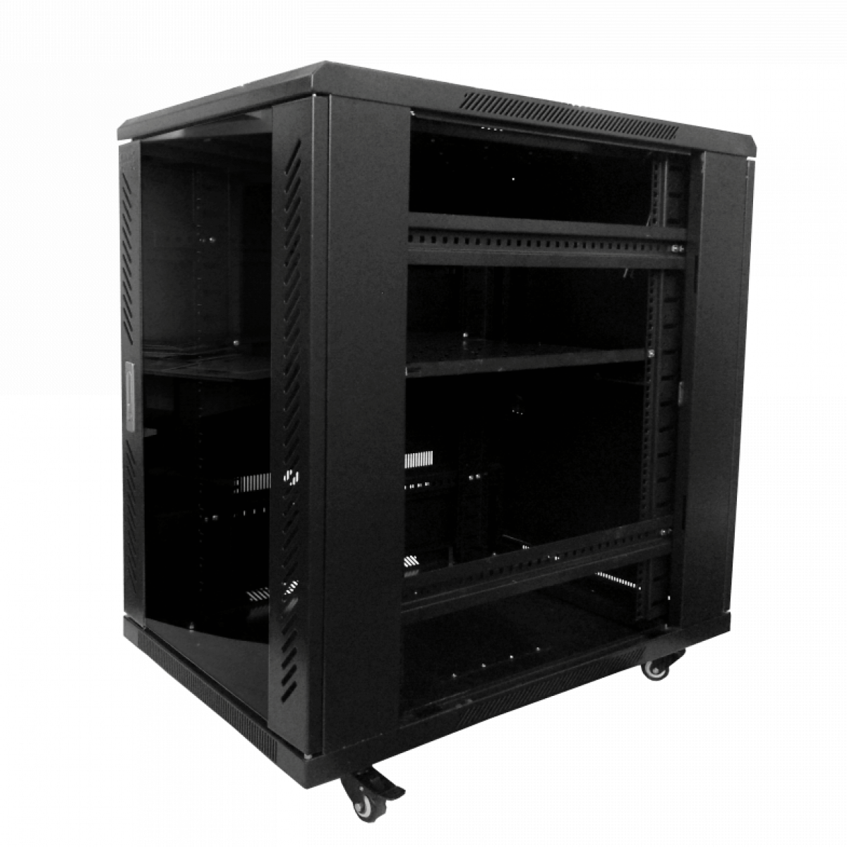 LK - RK18-9VL. LINKMADE 18U 90CM-FONDO RACK PISO C/PDU-VENT NEGRO
