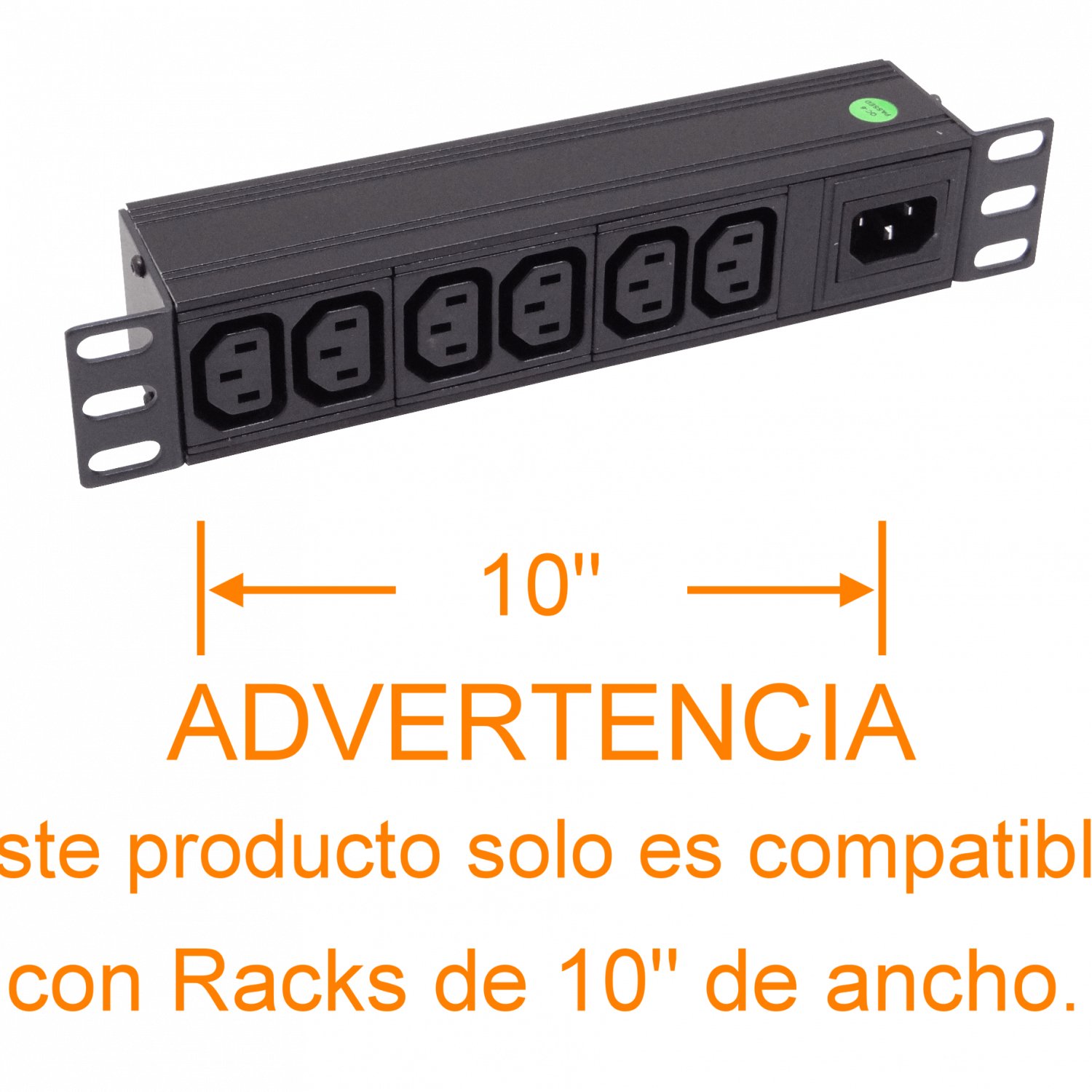 PDU 10A ENCHUFES 6-HEMBRA-C13 1-MACHO-C14 RACK-10-PULGADAS SIN-CABLE