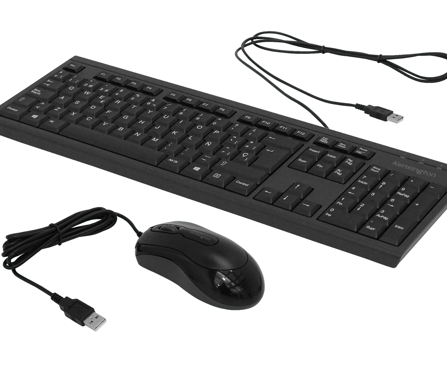 KENSINGTON TECLADO Y MOUSE CABLE RESISTENTE ANTIDERRAMES USB-AM NEGRO