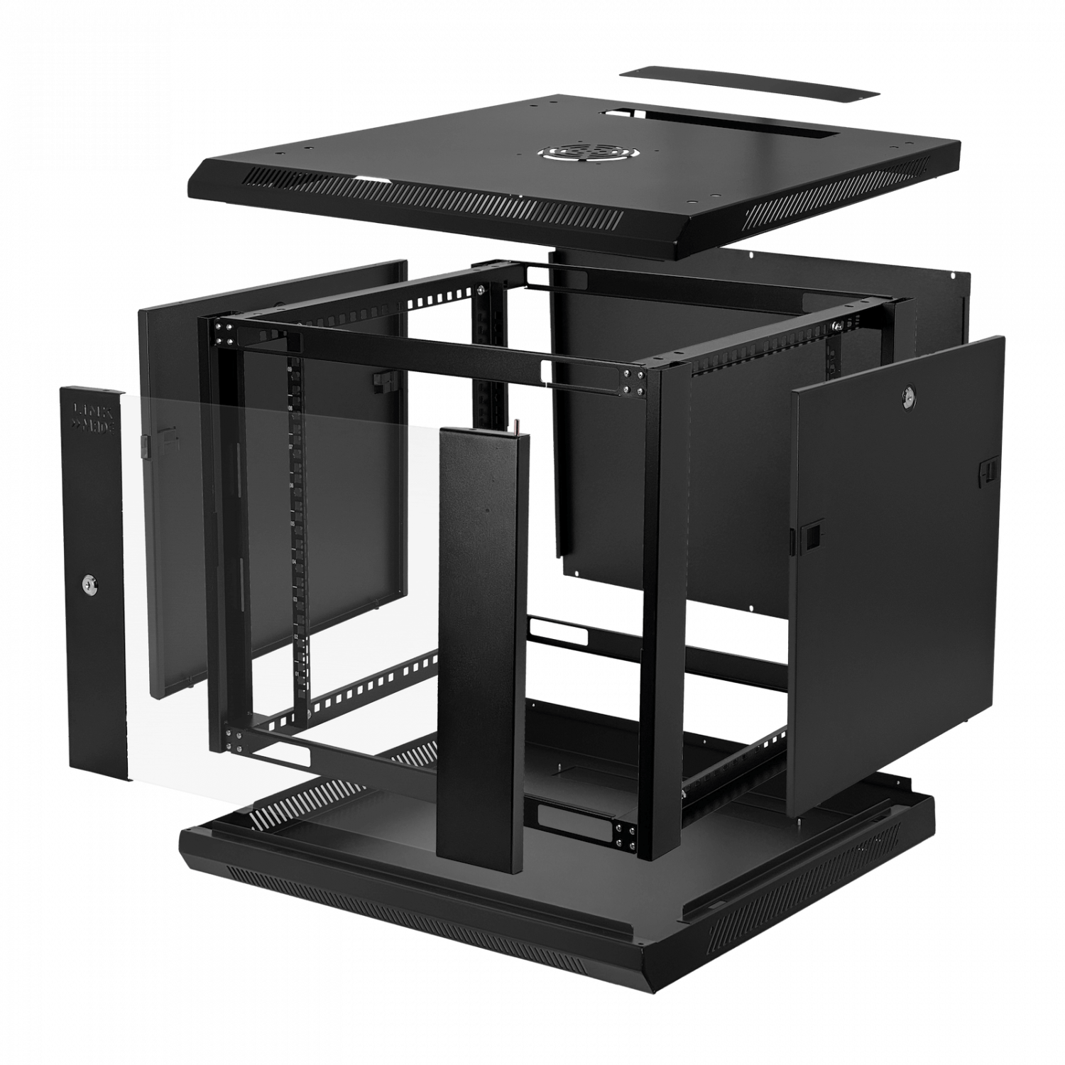 LINKMADE DESARMADO 9U 60CM-FONDO GABINETE RACK PARED MURO NEGRO