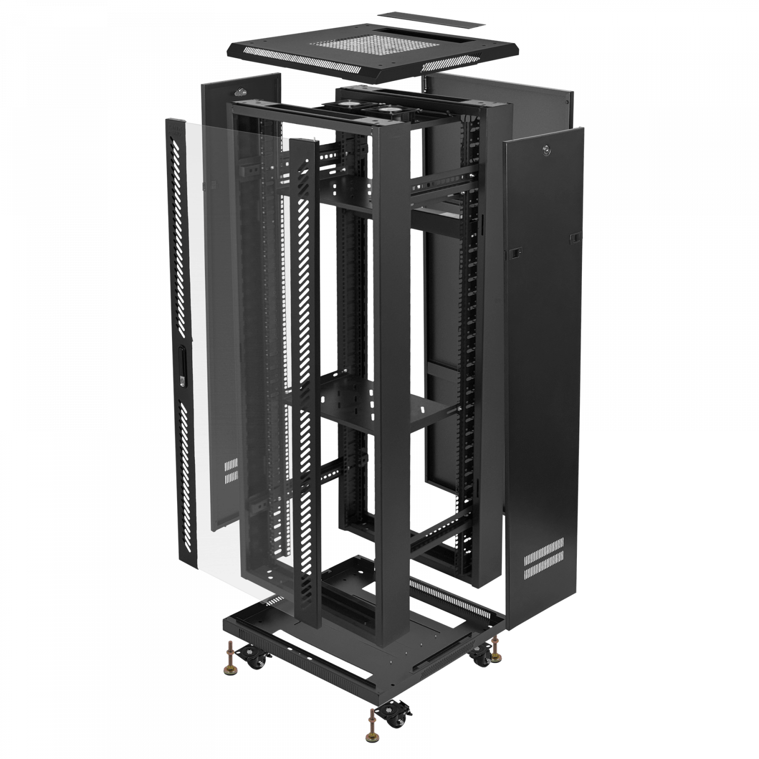 LINKMADE DESARMADO 32U VIDRIO 600MM 60CM-FONDO VENTILADOR PDU RACK