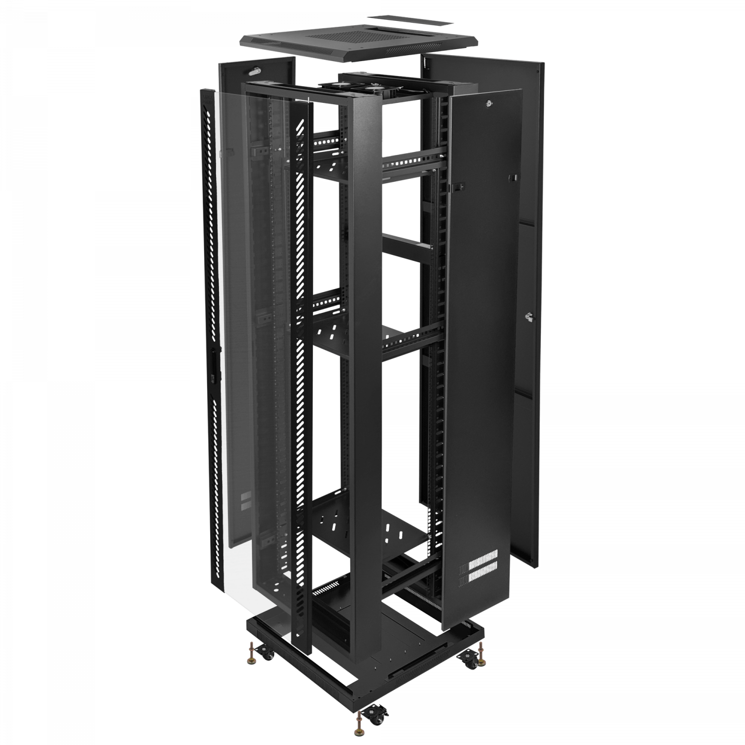 LINKMADE DESARMADO 42U VIDRIO 600MM 60CM-FONDO RACK TURBINA BANDEJA