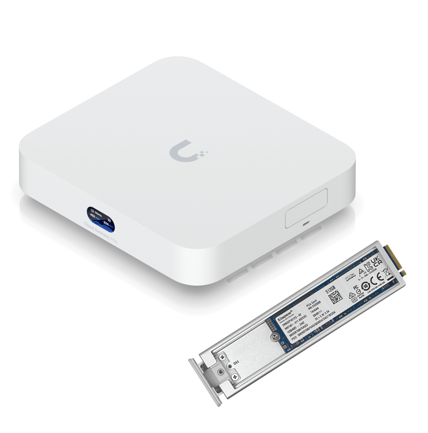 UCG-MAX. UBIQUITI 5-2500 512GB-NVME-SSD 5-APPS BTE UNIFI GATEWAY INC-5V