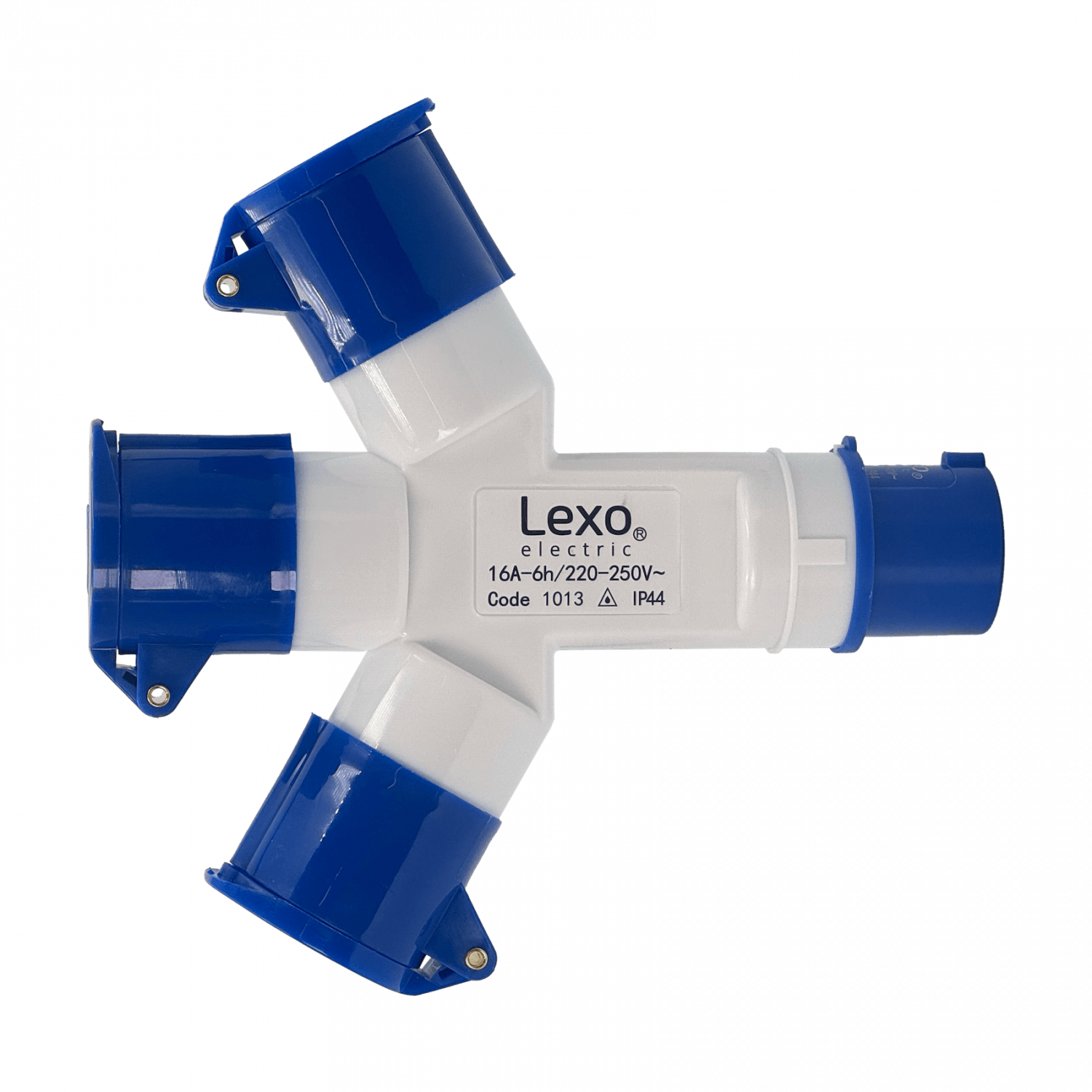 LEXO TRIPLE ENCHUFE INDUSTRIAL 1-MACHO 3-HEMBRA 2P+T 16A IP44 250V