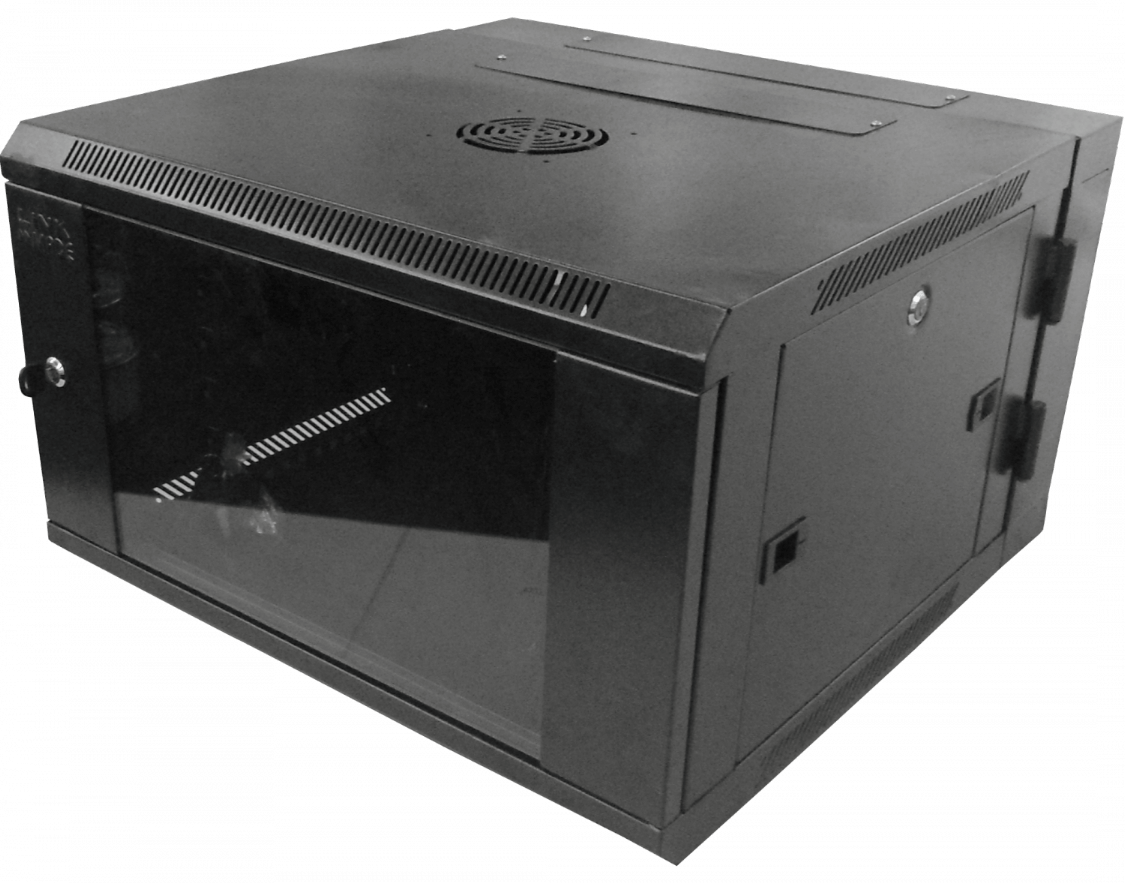 LINKMADE 6U RACK DOBLE BISAGRA 60CM-FONDO NEGRO INC-2U