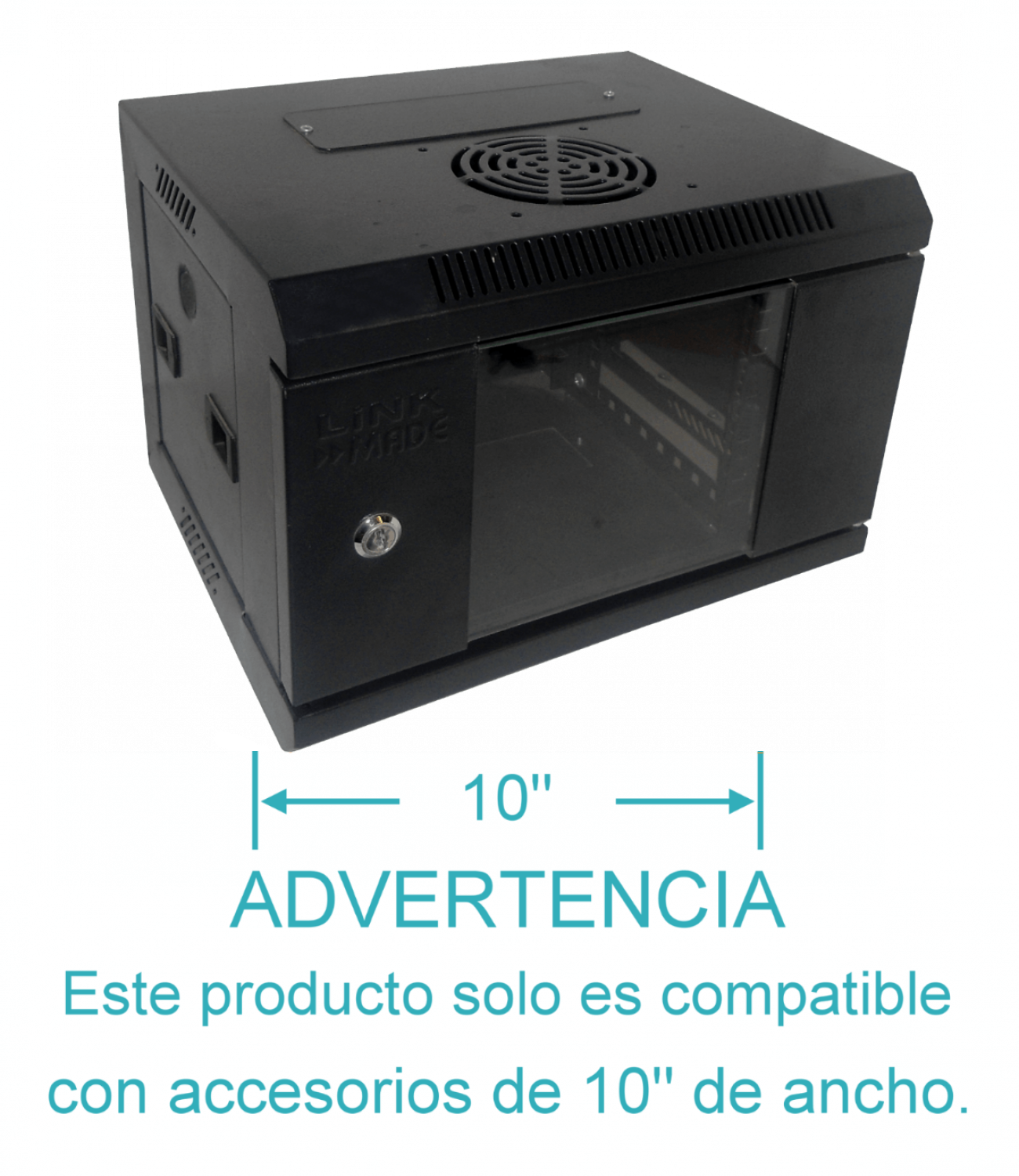 LINKMADE RACK 4U 10-PULGADAS-ANCHO 30CM-FONDO NEGRO PUERTA-VIDRIO
