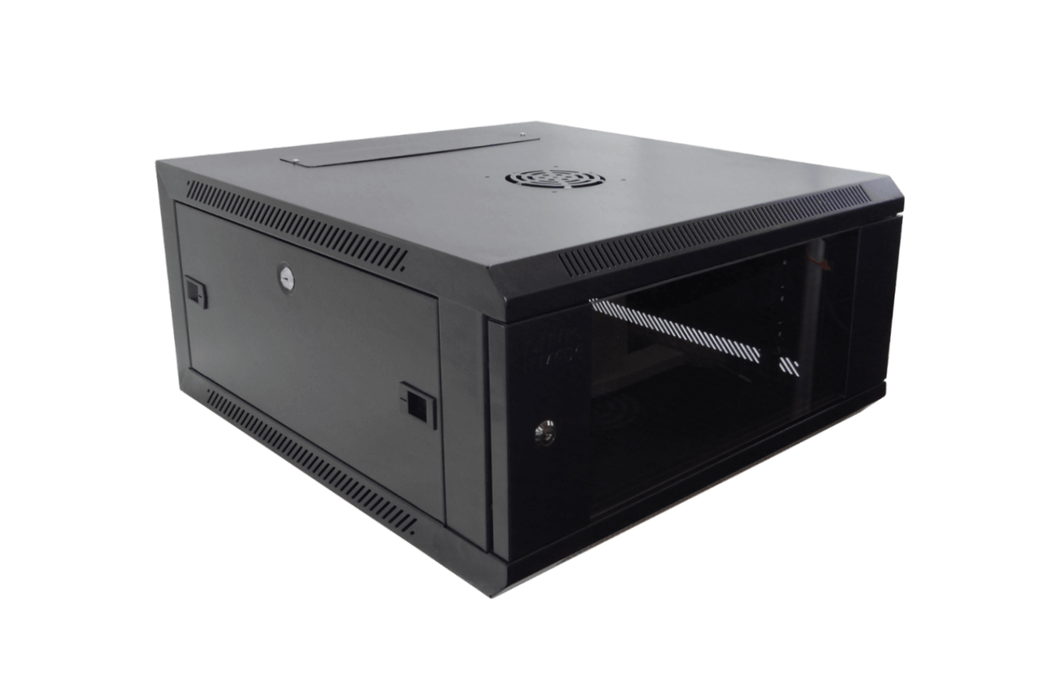 LINKMADE 60CM-FONDO 4U RACK PARED MURAL NEGRO PUERTA-VIDRIO
