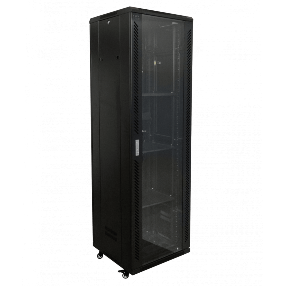 RK42-6L GABINETE 42U 600MM PUERTA  VIDRIO INC/ TURBINA PDU BANDEJA
