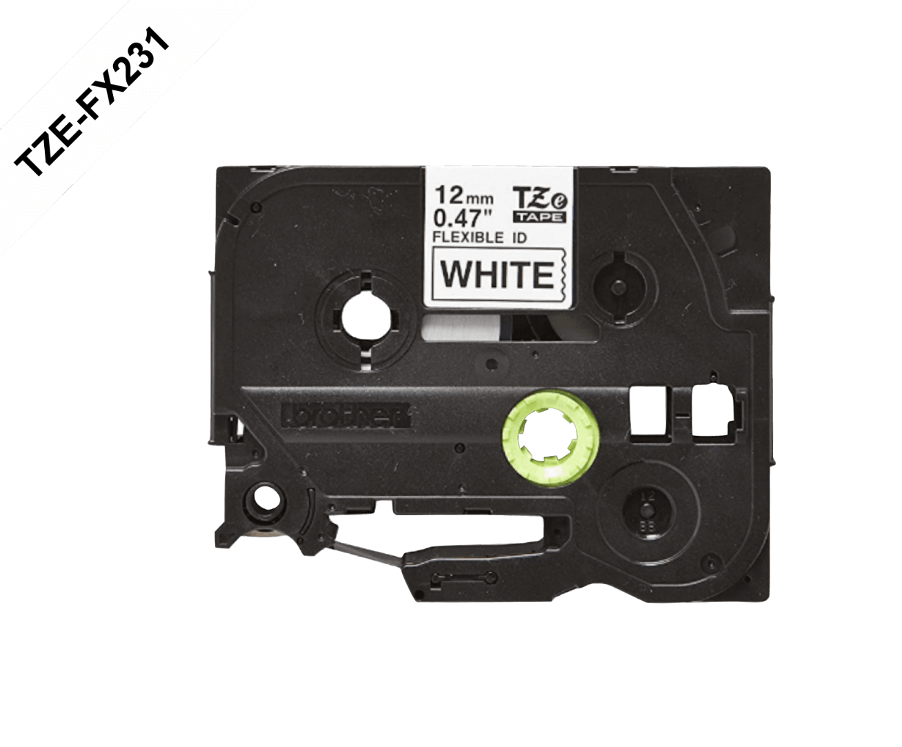 BROTHER FLEX 12MM NEGRO EN FONDO BLANCO CINTA 8MT P/PT-H110/E300/E550