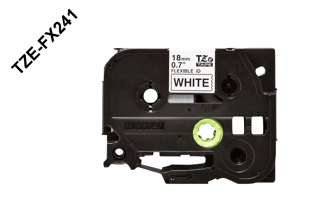 BROTHER FLEX 18MM NEGRO EN FONDO BLANCO CINTA 8MT P/PT-E300/E550/D600