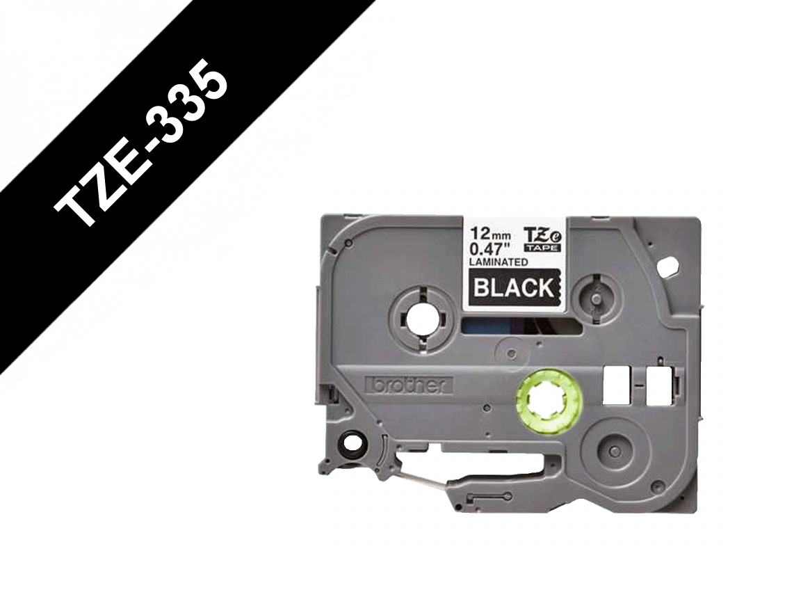 BROTHER 12MM BLANCO EN FONDO NEGRO CINTA 8MT P/PT-H110/E300/E550/D600