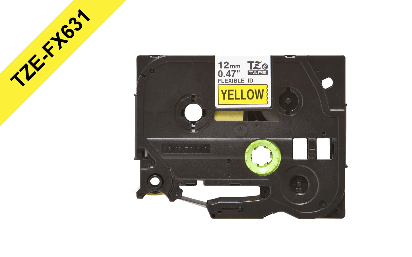 BROTHER FLEX 12MM NEGRO EN AMARILLO CINTA 8MT P/PT-H110 EXTRA-FLEXIBLE